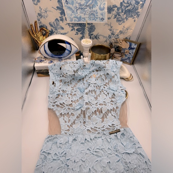 🆕 BRONX & BANCO 🧿 NWOT Lidia Lace Midi Dress - Pastel Blue - Size UK 10 / US 6 - Picture 2 of 16